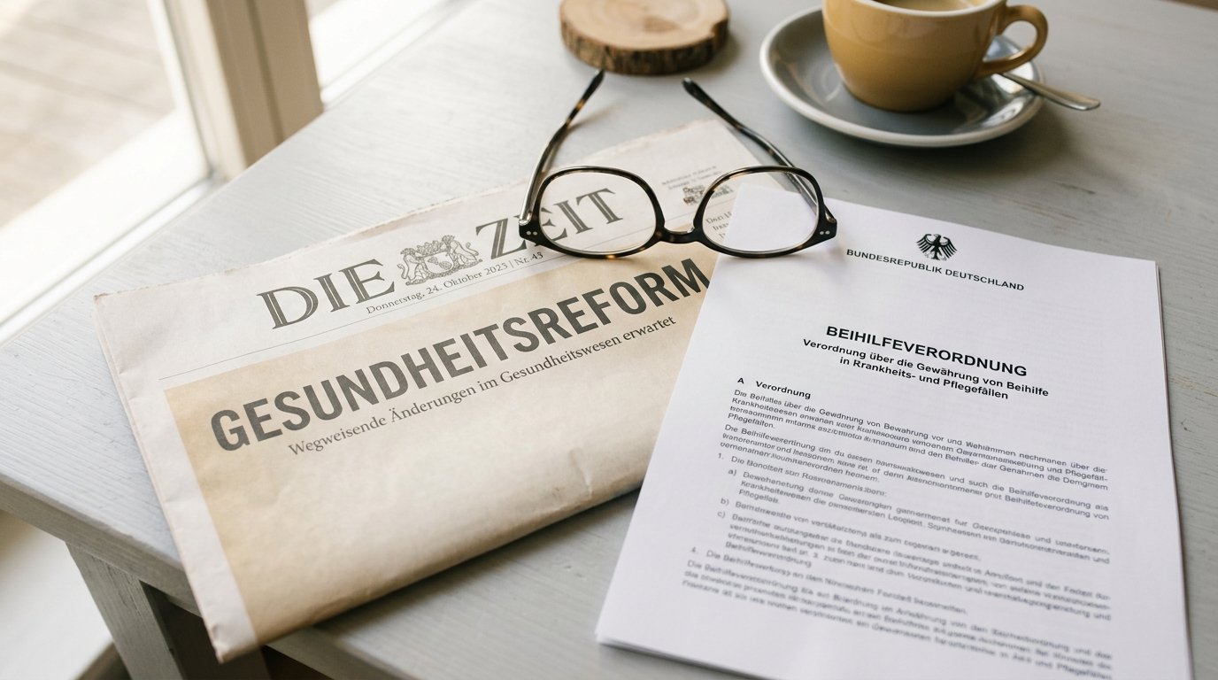 Gedruckte Beihilfeverordnung auf dem Schreibtisch: Grundlage der Bemessungssätze